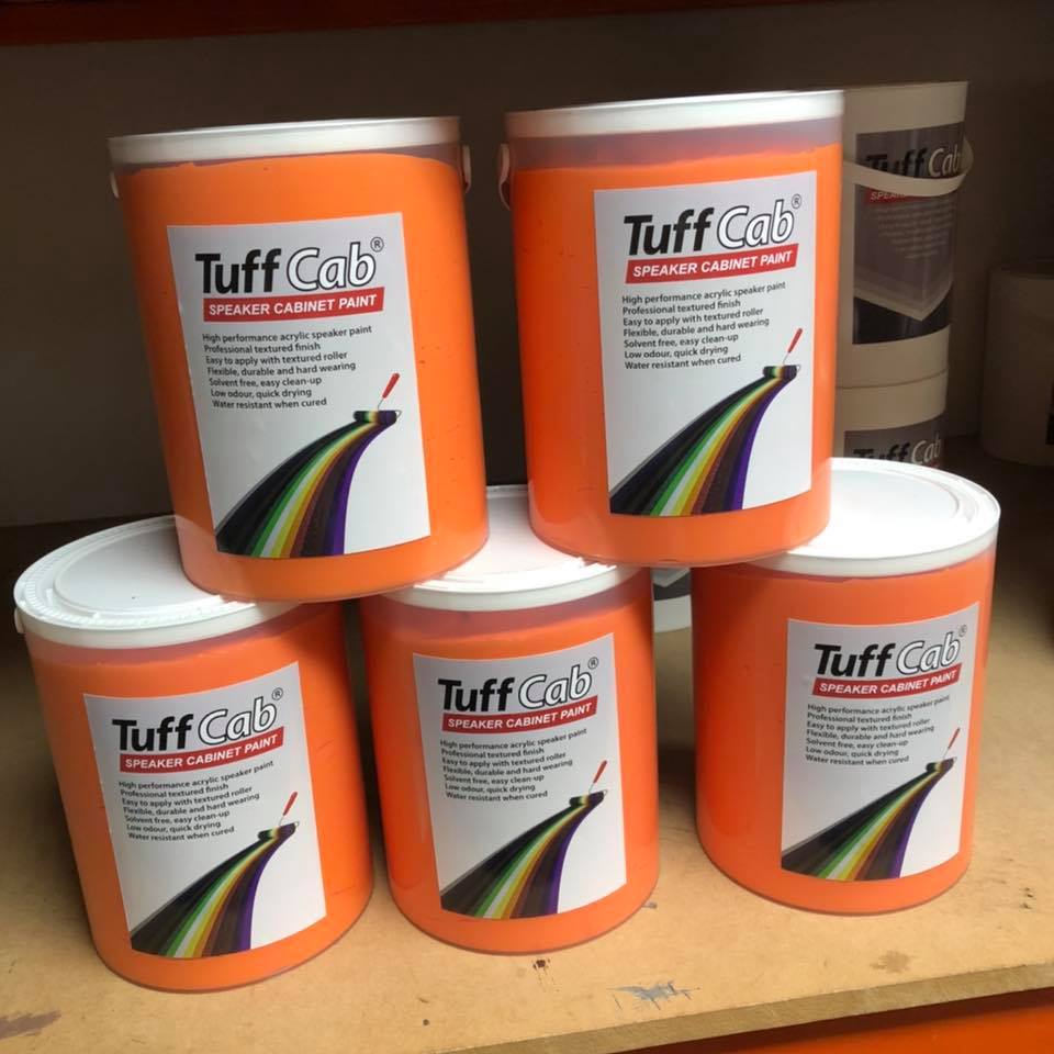 Orange TuffCab tubs carrying the 2019 label design