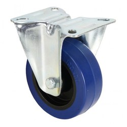 100 mm Fixed Castor - Blue Wheel / Silver Frame